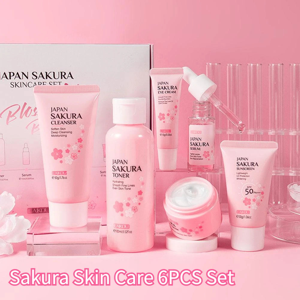 Coffret Soin Visage Sakura – 6 Pièces Complètes pour une Peau Parfaite 🌸💆♀️