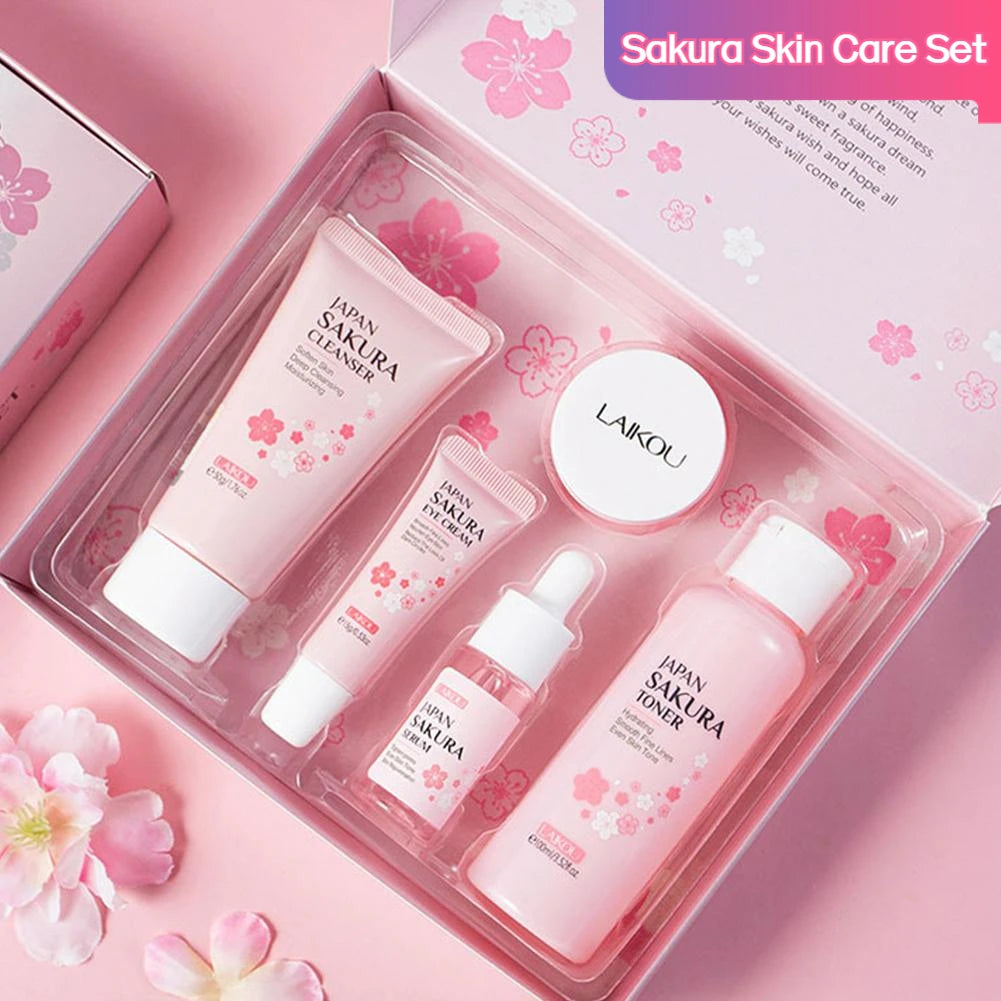 Coffret Soin Visage Sakura – 5/3 Pièces pour une Peau Douce et Éclatante 🌸💆♀️